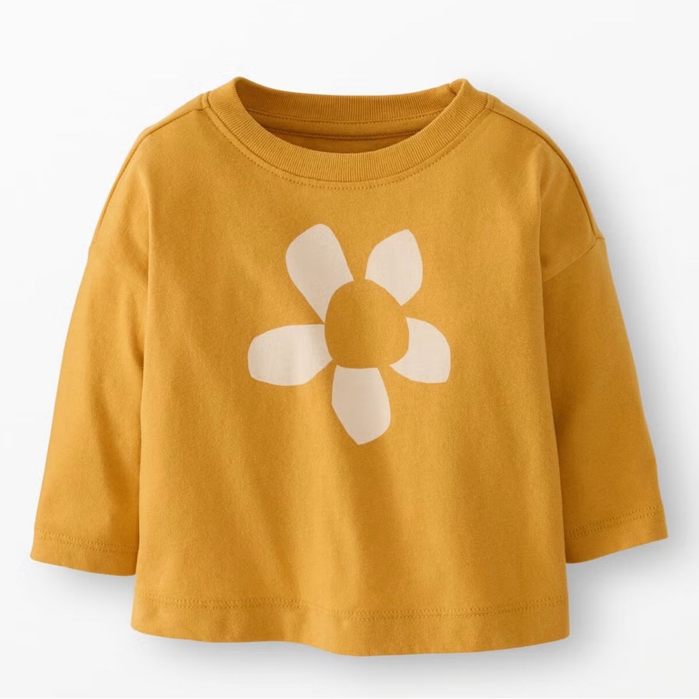Hanna Andersson Mustard Long Sleeve Tee with Flower
